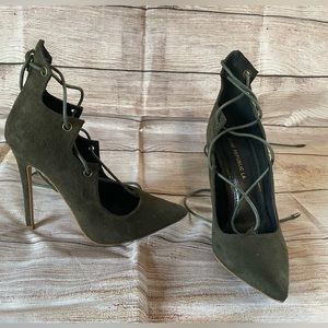 Shoe Republic LA Army green Strap high heels